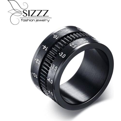 Fashion Men Titanium Ring High Quality Black Titanium Wedding Rings For Men And Women spinner Camera shape adjustable 2017 Hot