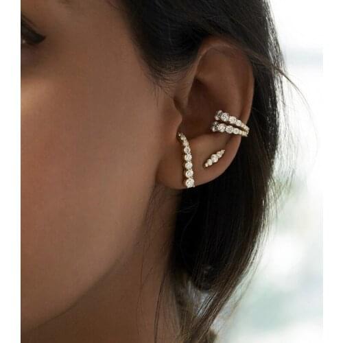 INS fashion trendy same style zircon micro diamond clip-type multi-layer ear bone clip U-shaped non-pierced ear clip set