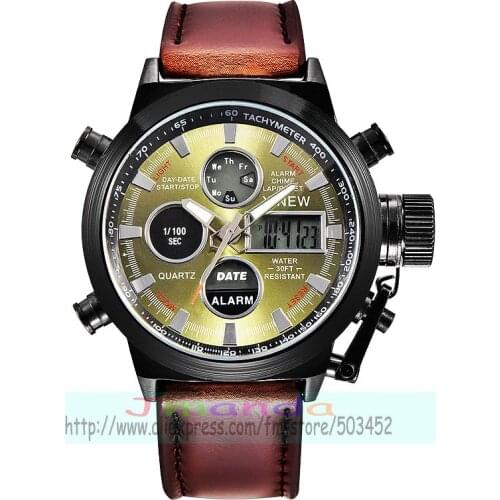 60pcs/lot XINEW-3003 high quality date watch Luminous three eyes leather watch wrap quartz military casual leather watch