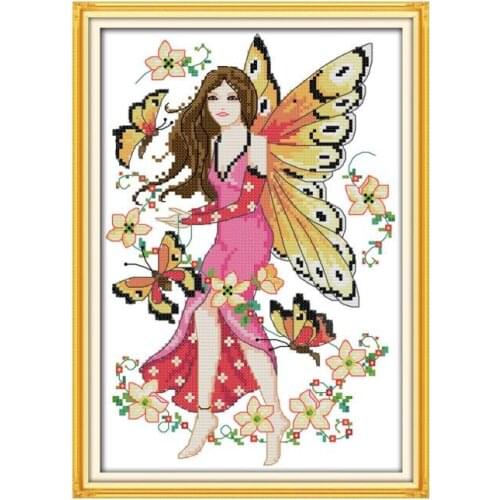 The butterfly fairy cross stitch kit beauty 14ct 11ct count pre print canvas stitches embroidery DIY handmade needlework plus