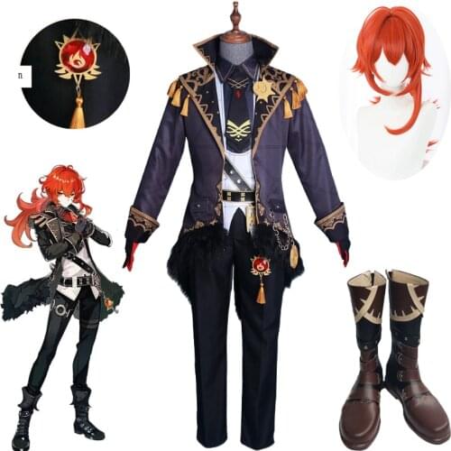 New Game Genshin Impact Cosplay Costume Diluk Cosplay Costume Men Cosplay Costume Halloween Carnival Shirt Pants Uniform