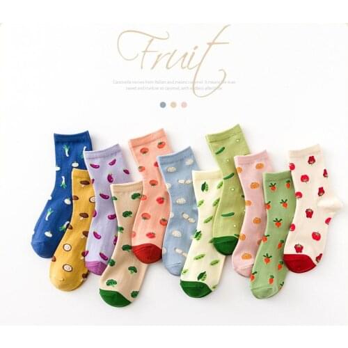 Caramella 2020 New Women Socks Vegetables Pattern Socks Ins Style Girls Socks Cute Hot Chili Design Socks Cotton Soft Women Sock