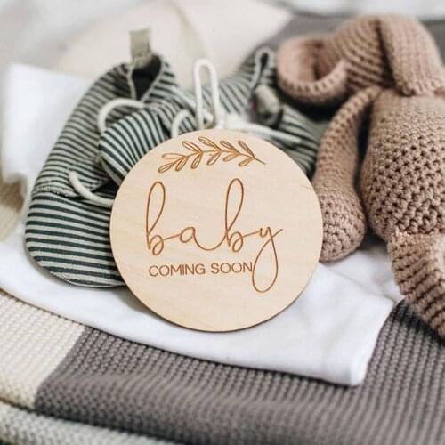 Personalized 4inch laser engraving wood pregnancy announcement wood sign