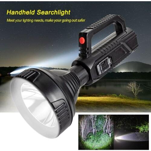 Portable Hanheld 2Modes LED Searchlight USB Rechargeable Camping Flashlight Torch Glare Waterproof Outdoor Lantern Power Display