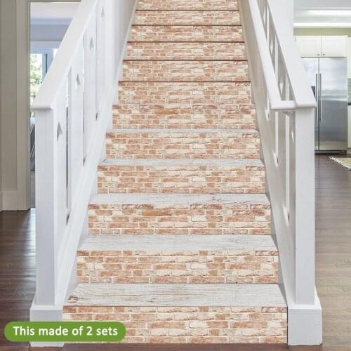 Retro Style Self Adhesive Floor Stairs Vinyl Film Sticker Red Brick Wall Paper DIY Home Decor for Living Room