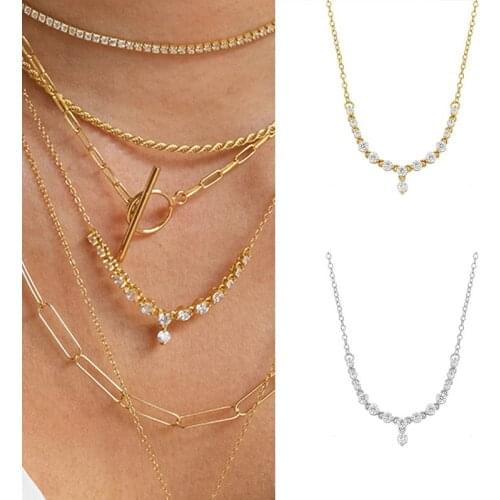 925 Silver Chain Ins Circle Pendant Chain Crystal Necklace For Anniversary Valentines Day Clavicle Necklace Exquisite Gift