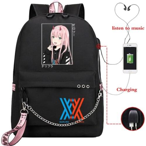 Anime Darling In The Franxx Zero Two School Backpack Bag Usb Charging Harajuku Casual Anime Graphic Teenager Girls School Bag