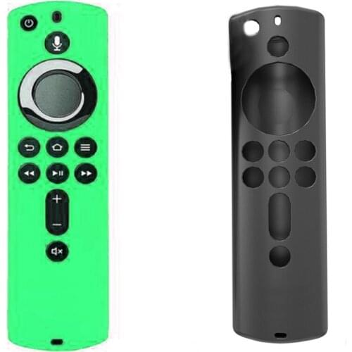 2 Pcs for Amazon Fire TV Stick 4K TV Stick Remote Silicone Case Skin 5.9 Inch Remote Control Shell Cases, Black & Green