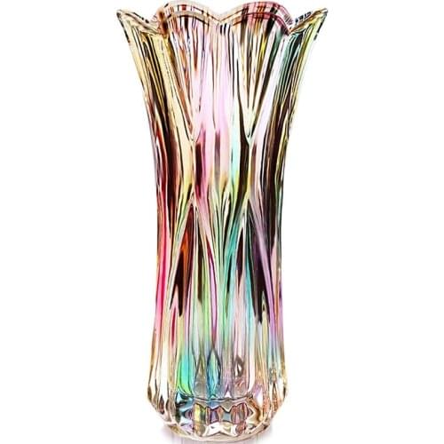 Glass Colorful Vase,Glass Flower Vase Decor for Home Dining Table Living Room,Office Wedding Holiday Party,Handmade