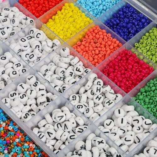 150Pcs 4mm Glass Seed Beads 100Pcs Acrylic Flat Alphabet Beads Loose Spacer Beads For Jewelry Making Handmade Diy Bracelets 15g