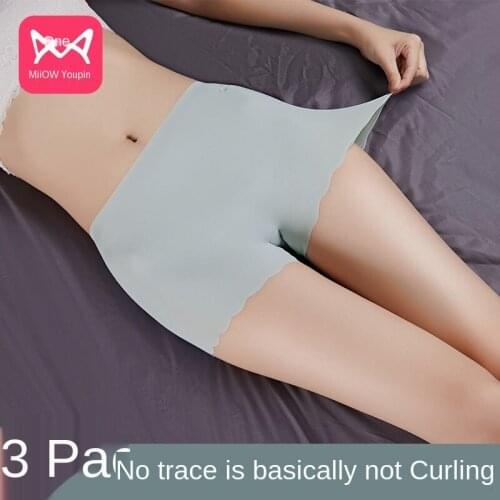 MiiOW Boxer Briefs Womens Ice Silk Seamless Summer Thin Anti-empty Girl Four Corners Non-curling Safety Leggings