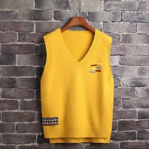 Spring Autumn Loose Lady Casual Tops V-neck Knitted Sweater Waistcoat Womens Sleeveless All-match Pullover Sweater Vest Mujer