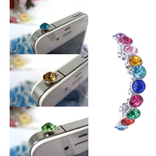 One by One Sells Ten Colors Random Mobile Phone Universal Rhinestone Diamond Dust Plug 3.5mm Universal Earphone Ear Studs