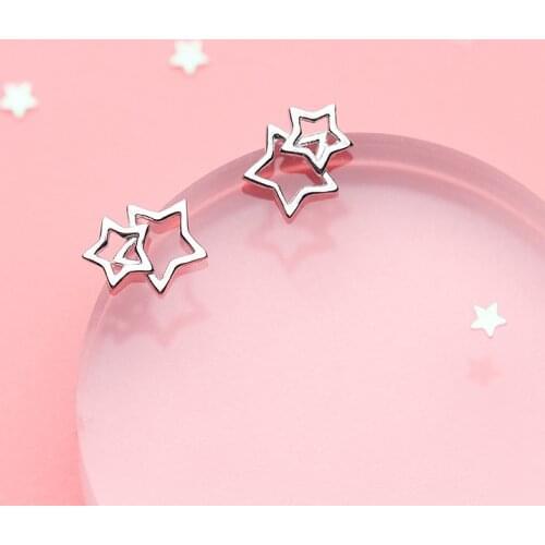 MloveAcc 100% 925 Sterling Silver Women Jewelry Fashion Tiny Star Stud Earrings Gift for Girls Kid Lady Women
