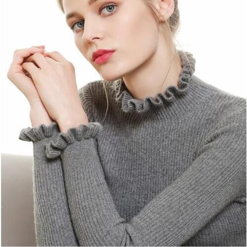 Babbytoro Women Sweater Warm Half-high Turtle Neck Cashmere Pullover Slim Knitted Sweater Black Blue Beige XXL XL S Pull Homme