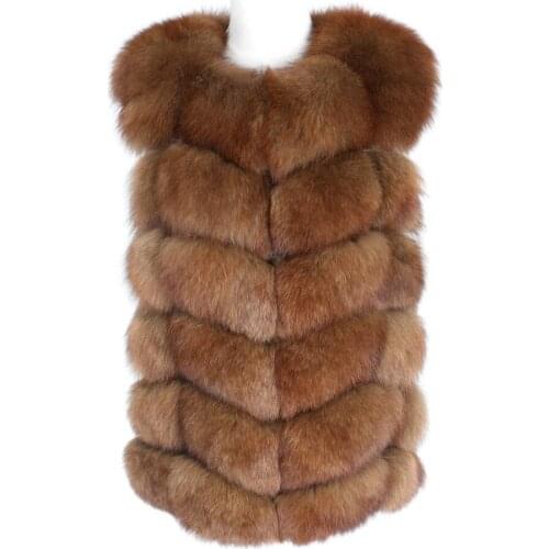 Natural Fox Fur Coat 100% Real Fox Fur 68cm long Vest Jacket 2019 Womens pretty Warm Coat. Natural Real Fur Coat