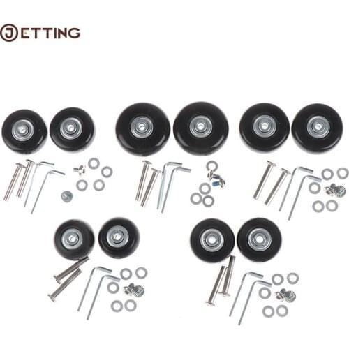1Set 5Sizes Luggage Wheel Suitcase Replacement Wheels Axles Deluxe Repair Rubber Travel Luggage Wheel Black with Screw 40mm-54mm