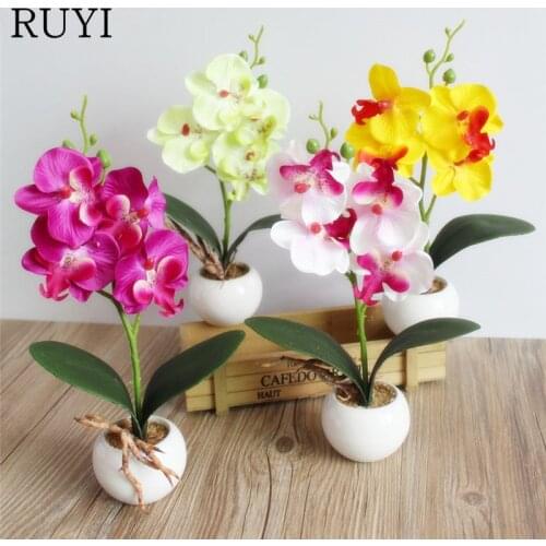 1 pcs Artificial Butterfly Orchid Artificial Miniascape/Bonsai/Potted Decorative Flower Home Balcony Decoration Fake plants