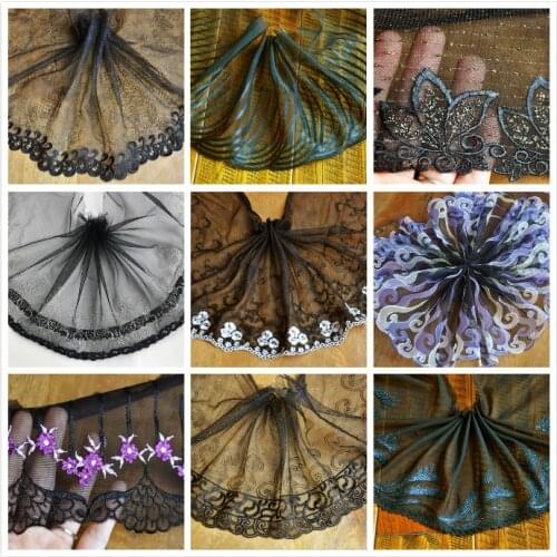 2 Meters Black Series Vintage Net Embroidery Lace Trim Lace Fabric DIY Garment Accessories Sewing Craft