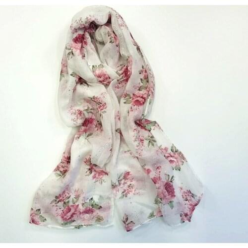 2021 Fashion Newest Floral Printed Pattern Cotton Sequins Scarf Shawls 10pcs/lot