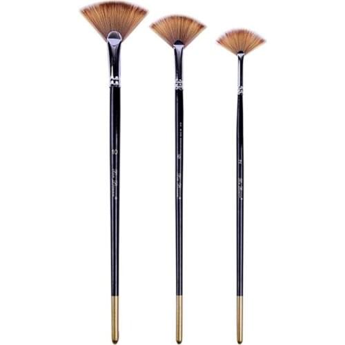 3 Fan-shaped Copper Tube Mixed Color Watercolor Brush Set Art Supplies Painting U4LD