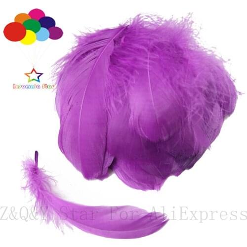 50-100 natural goose feathers floating in 5-12CM (2-4 inches) dyed red and purple DIY craft jewelry performance costume feather