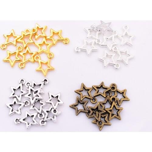50pcs/lot 13x10mm 4 Colors Plated Hollow Star Charms Pendant DIY Handmade Jewelry Accessories