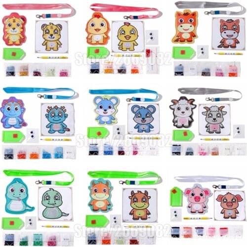 5D DIY diamond painting animal leather ID card bag bus card lanyard handicraft children gift A181