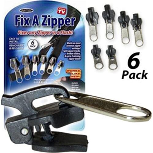 6PCS Fix Zipper for Sewing Universal Zip Puller Sewing Accessories Replacement Tool Cloth Bag Shoe Zipper Repair Kit S/M/L Size