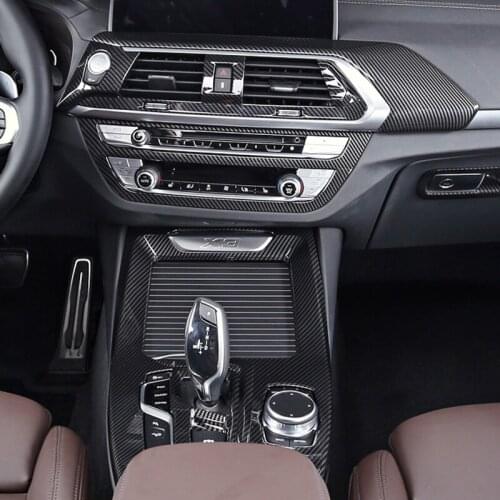 ABS Carbon Fiber For BMW X3 G01 X4 G02 2018-20 Car Gear Shift AUTO Trim Decoration Multimedia Knob Frame Cover LHD