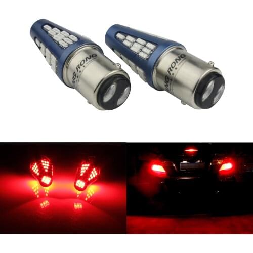 ANGRONG 2x Red 380 P21/5W 1157 BAY15d Bayonet Light 48SMD LED Bulb 5W Tail Stop Brake Reverse Backup Light