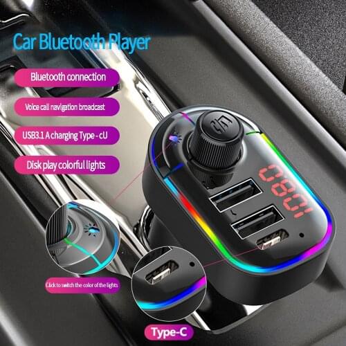 Car charger For Xiaomi Huawei HTC Samsung Tablet PC Multi-function Car Bluetooth Receiver Player with Ambient Light Car Charger