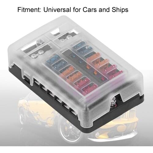 12-Way Fuse Box Block 5A 10A 15A Blade Fuse with LED Warning Indicator PC Waterproof Cover Universal car