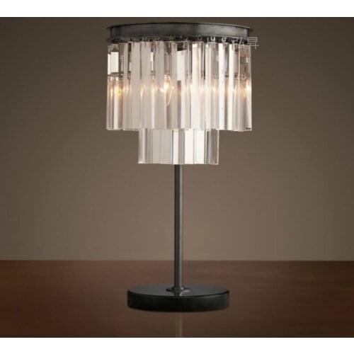 Loft living room wind industry long strips crystal table lamp