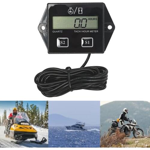Digital Hour Meter Tachometer Maintenance Reminder Battery Replaceable for Lawn Mower Tractor Generator Marine Outboard ATV