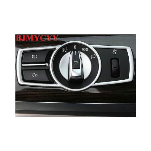 BJMYCYY Car Headlight Switch frame decorative cover trim Car styling 3D sticker decal For BMW 5/7 series 5GT X3 F25 /X4 F26 E60