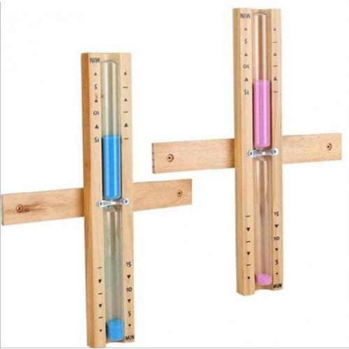 Wooden Sauna Hourglass Wall Mounted Rotating 15mins Sandglass Clock White Sand Timer for Home Store Use
