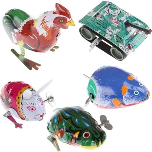 Childrens Classic Iron Clockwork Animal Toy Jumping Frog Cock Mouse Rabbit Turtle Retro Toy Puzzle Education Childrens Gift
