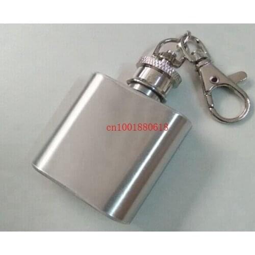 DHL Fedex Free Shipping 1oz 28ml Lead-free stainless steel flasks Mini Hip Flask with keychain 50pcs/lot