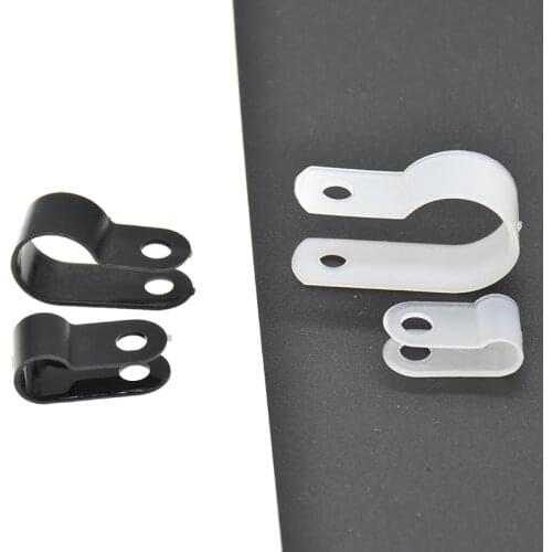 3.2/4.8/6.4/9.5/12.7/15.8/25.4/36.7mm Dia. Wire Hose Tube R-Type Black White Nylon Cable Clamp Organizer Cord Clips Locking Wire