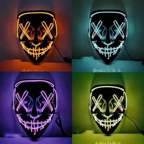 Halloween LED Mask Christmas Easter Purge Election Mascara Costume Festival Cosplay DJ Birthday Party Light Up Glow Funny Masks