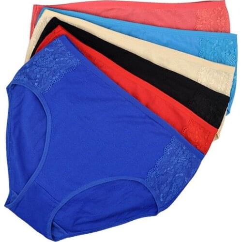 Jian Peng cotton briefs sexy underwear women solid lace Plus Size panties Ladies briefs plus size women briefs underwear