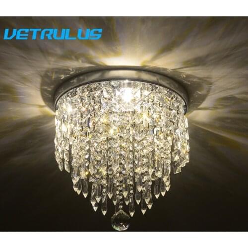 Crystal Led Ceiling Lamp Modern Chandelier Surface Mounted Plafonniers Living Room Decoration Kitchen Light Fixtures For Home