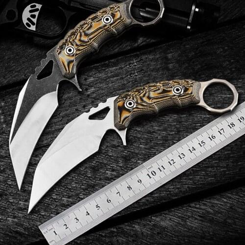 Karambit CS GO Tactical combat knife D2 steel sharp outdoor self-defense claw knife survival pocket Knives camping hunting EDC