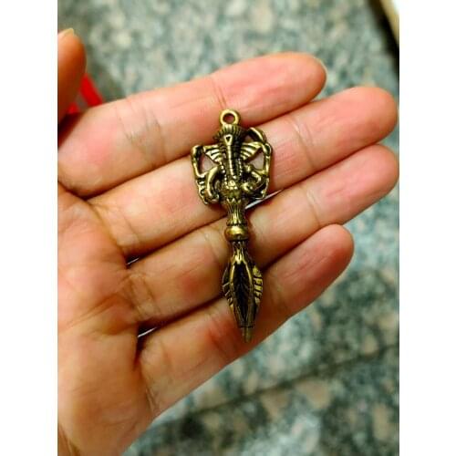 CHINA antique brass fengshui Elephant head God, Buddhist artifact small Statue Metal crafts family decorations Necklace pandent