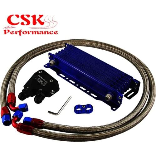 15 Row Engine Oil Cooler Kit+Sandwich Plate adapter Fit For LS1 LS2 LS3+Bracket Blue