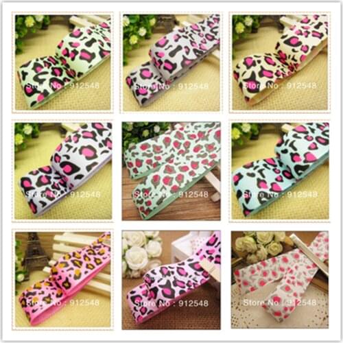 YJHSMY 25mm 5yard/lot Leopard grain Printed grosgrain ribbon, DIY handmade accessories, wedding gift packaging materials XMMD15