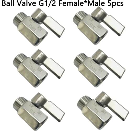 Ball Valve SUS304 G1/2" Female*Male 6pcs/lot Stainless Steel