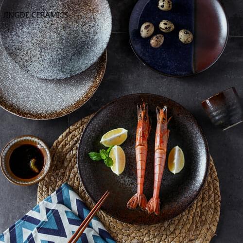 1pc Japanese Creative Pattern Resin Round Plate Restaurant Picnic Kitchen Tableware Accessories Breakfast Sushi Cake Steak Dish
