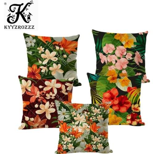 Summer Natural Flower Cushion Cover Leaf Exotic Garden Plant Pattern Sofa Pillowcase